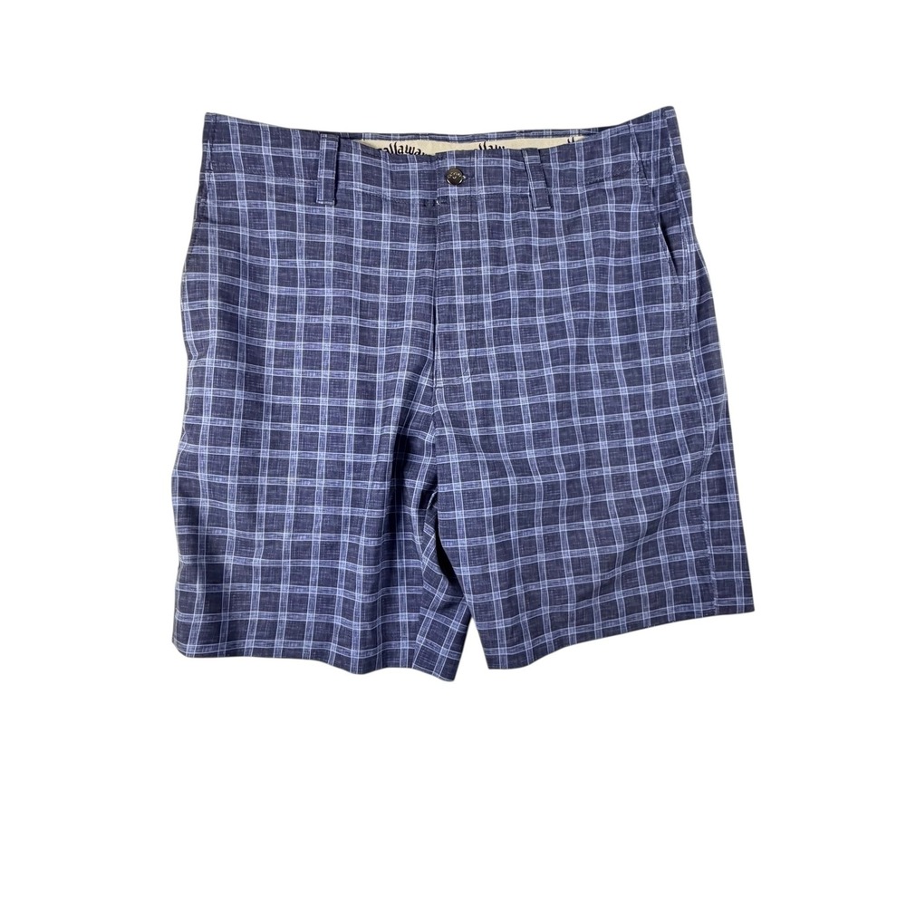 Callaway Golf Shorts Mens 34 Blue Excellent Plaid Stretch Performance Activewear